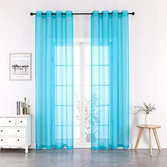 Kate Aurora 2 pc Extra Long Grommet Top Sheer Voile Window Curtain Pair