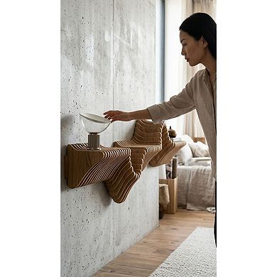 Parametric Floating Shelf TV Unit Modern Geometric Wooden Wall Piece Living & Gaming Room Shelf