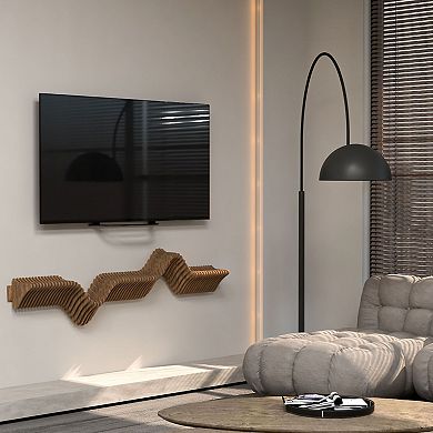 Parametric Floating Shelf TV Unit Modern Geometric Wooden Wall Piece Living & Gaming Room Shelf