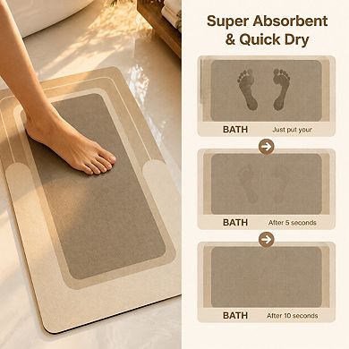 Soft Diatomaceous Earth Bath Mat Non Slip Super Absorbent Quick Dry Stain Resistant