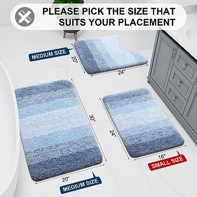 Shaggy Microfiber Bathroom Rug Soft Absorbent Non Slip Washable Thick Plush Bath Mat