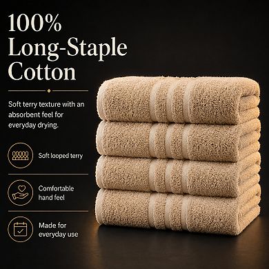Soft Absorbent Long Staple Cotton Bath Towels Everyday Home Gym Use