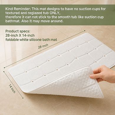 Silicone Bath Mat Non Slip Foldable Drainage Holes Textured Tub