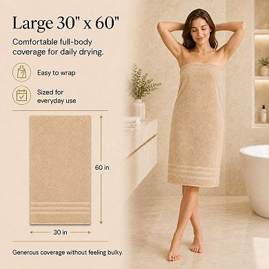 Soft Absorbent Long Staple Cotton Bath Towels Everyday Use Easy Care