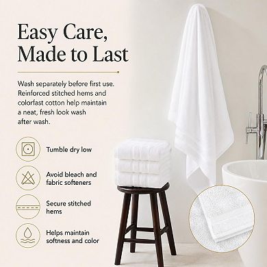Soft Absorbent Long Staple Cotton Bath Towels Everyday Use Easy Care