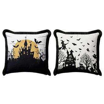 Halloween Themed Fringed Pillow Covers, Holiday Dining or Living Room Decor