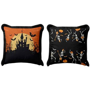 Halloween Themed Pillow Covers With Fringes, Holiday Dining or Living Room Decor