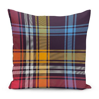 Decorative Pillow Covers Set of 2, Solid + Plaid Design