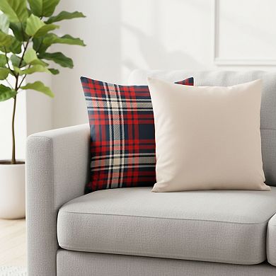 Decorative Pillow Covers Set of 2, Solid + Plaid Design