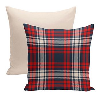 Decorative Pillow Covers Set of 2, Solid + Plaid Design