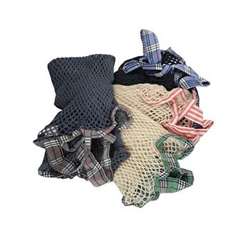 Cotton Mesh Shopping Bags 4 Pack Handles for Farmers Market, Produce, Fruits, Vegetables Storage