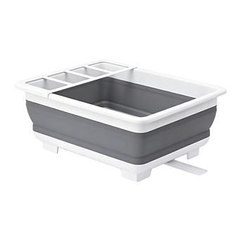 Collapsible Dish Drying Rack Space Saving Gray White 1 pc