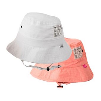 Girls Adjustable Wide Brim Sun Hat - Fits Ages 6 Years to 8 Years, 2 Pack Hat
