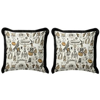 Halloween Themed Pillow Cover Set With Tassels, Holiday or Living Room Decor
