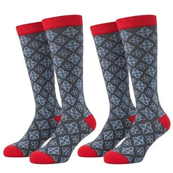 Women's Light Compression Knee High Socks, Great for Travel, Achy Tired Legs, 2 Pair Pack Socks