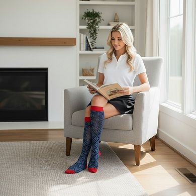 Women's Light Compression Knee High Socks, Great for Travel, Achy Tired Legs, 2 Pair Pack Socks
