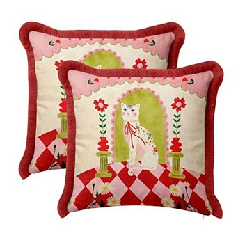 Modern Royal Cat Fringed Throw Pillow Cover Set of 2