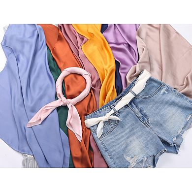 Women Scarves Plain Solid Color Pure Square Kerchief Neck Scarf Neckerchief