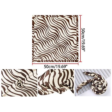 2Pcs Women's Satin Silky Scarves Square Printed Neckerchief Neck Scarf