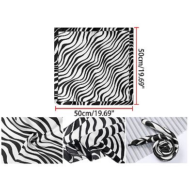 2Pcs Women's Satin Silky Scarves Square Printed Neckerchief Neck Scarf