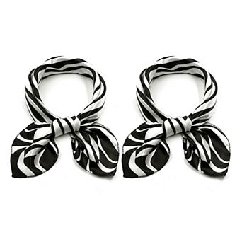 2 pc Women's Satin Silky Scarves Square Printed Neckerchief Neck Scarf