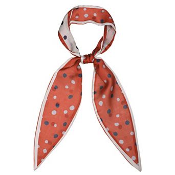 Women Polka Dot Print Small Skinny Scarf Sharp Neck Scarves Double-Sided Long Neckerchief