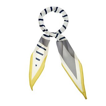 Ladies Silky Rhombus Neckerchief Stripe Print Neck Scarf for Shirts Headband Handbag Wraps Bandana