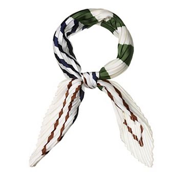 Crinkle Pleated Stripe Rhombus Neck Scarf Crumple Neckerchief for Women