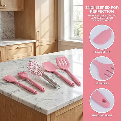 Spatula Set, 5 Pack Kitchen Spatula, Heat-Resistant Cooking Utensils, Dishwasher Safe