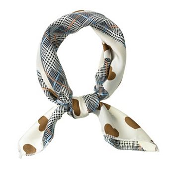 Women Love Heart Silky Square Scarves Kerchief Neck Hair Scrunchies Scarf Neckerchief