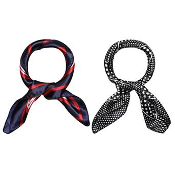 2 pc Women's Satin Square Scarves Head Neckerchief Hair Wrap Neck Scarf