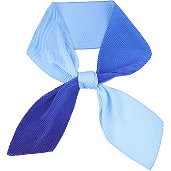 Women Pleated Long Scarves, Solid Gradient Contrast Color Ribbon Hair Band Neck Scarves