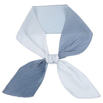 Women Pleated Long Scarves, Solid Gradient Contrast Color Ribbon Hair Band Neck Scarves