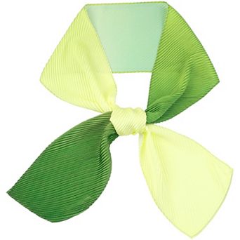 Women Pleated Long Scarves, Solid Gradient Contrast Color Ribbon Hair Band Neck Scarves