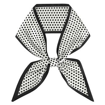 Women Polka Dots Contrast Color Skinny Long Scarves Silky Ribbon Hair Band Neckerchief Neck Scarf