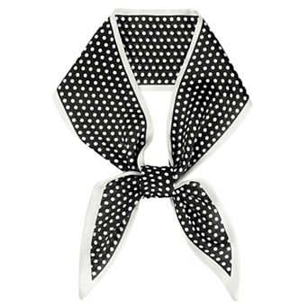 Women Polka Dots Contrast Color Skinny Long Scarves Silky Ribbon Hair Band Neckerchief Neck Scarf