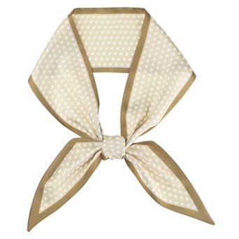 Women Polka Dots Contrast Color Skinny Long Scarves Silky Ribbon Hair Band Neckerchief Neck Scarf