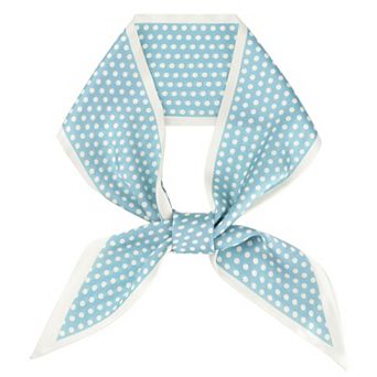 Women Polka Dots Contrast Color Skinny Long Scarves Silky Ribbon Hair Band Neckerchief Neck Scarf