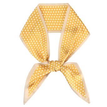 Women Polka Dots Contrast Color Skinny Long Scarves Silky Ribbon Hair Band Neckerchief Neck Scarf