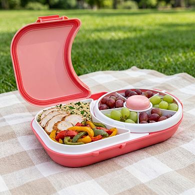 Bento Box Adult Lunch Box, Rotatable Divider Leak-Proof Meal Prep Container with Carry Strap