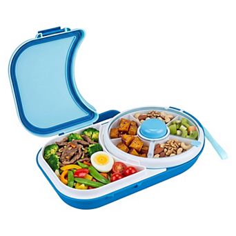 Bento Box Adult Lunch Box, Rotatable Divider Leak-Proof Meal Prep Container with Carry Strap