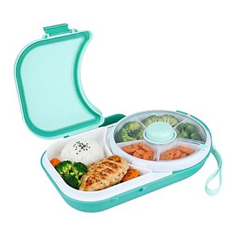 Bento Box Adult Lunch Box, Rotatable Divider Leak-Proof Meal Prep Container with Carry Strap