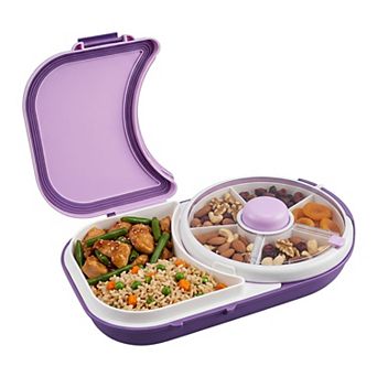 Bento Box Adult Lunch Box, Rotatable Divider Leak-Proof Meal Prep Container with Carry Strap