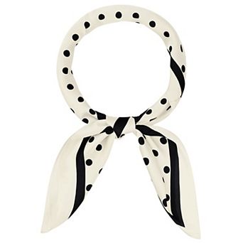 Women Polka Dots Large Square Scarf Satin Silk Like Neckerchief Head Wrap Bandanas Neck Scarves