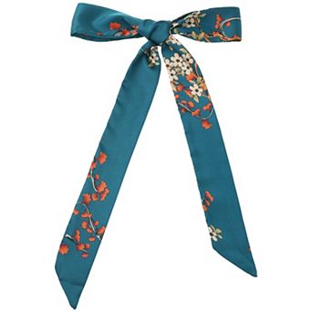 Women Floral Scarves Silky Neckerchief Skinny Long Ribbon Hair Band