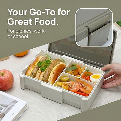 Bento Box Adult Lunch Box, 1450ml Leak-Proof Meal Prep Container for Work Travel