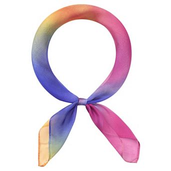 Women Chiffon Colorful Gradient Scarves Square Soft Sheer Kerchief Neck Scarf Neckerchief Wrap Shawl