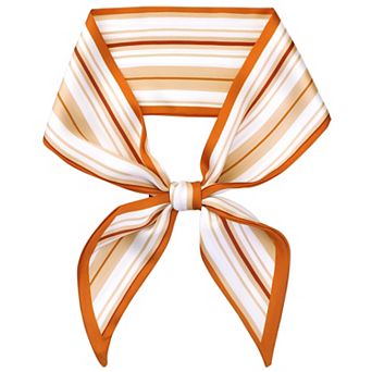 Women Stripes Contrast Color Skinny Long Scarves Silky Ribbon Hair Band Neckerchief Neck Scarf