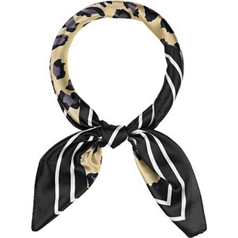 Women's Leopard Printed Square Scarves Large Satin Silk Feeling Head Wrap Neck Scarves Bandanas