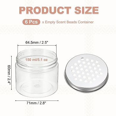 5.1 oz 6Pcs Air Freshener Tin Round Refillable Spice Containers Transparent